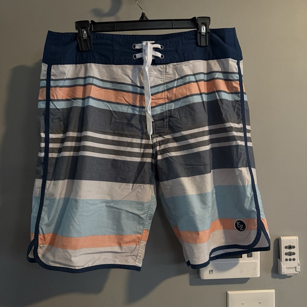 Ezekiel Board Shorts‎ Striped Swimwear Surf Athletic Leg Opening Men's 34
